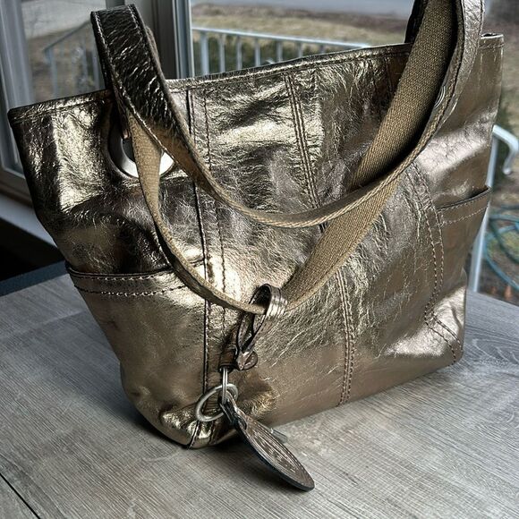 Fossil Handbags - Fossil gold material bag tote purse